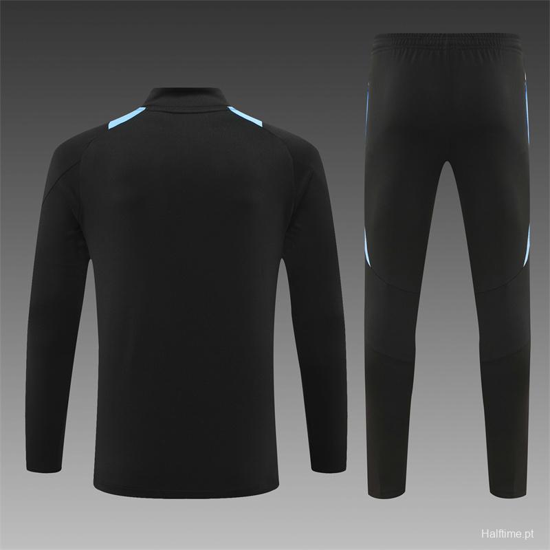 2024 Argentina Black Half Zipper Jacket+Long Pants