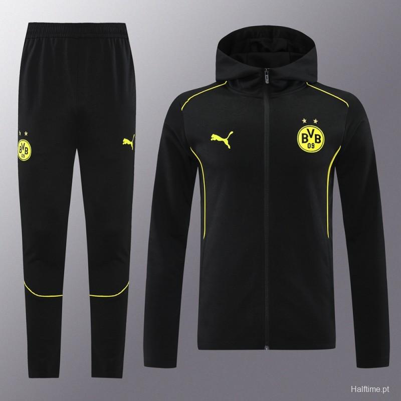 24/25 Borussia Dortmund Black Hoodie Full Zipper Jacket +Long Pants