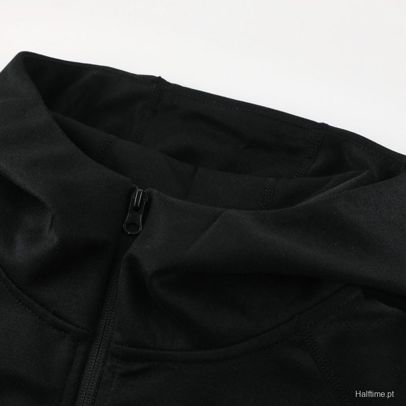 24/25 Barcelona Black Hoodie Full Zipper Jacket +Long Pants