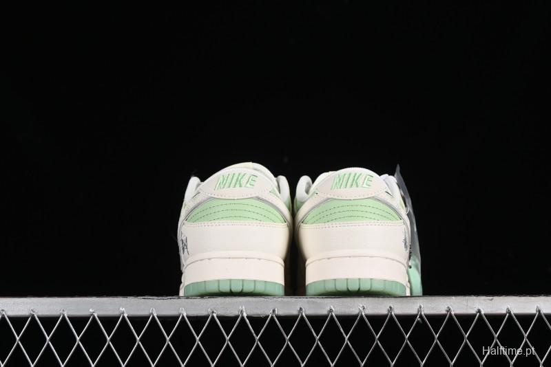 Nike SB Dunk Low Stussy Collaboration - Cream Apple Green Anniversary Custom Low-Top Casual Skate Shoes - XY1688-006