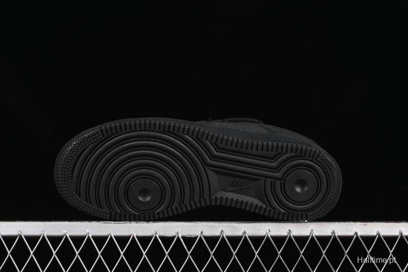 Nike Air Force 1 '07 Low Cleanfit High Street Retro Style All Black Star-Studded Diamond Accents Lace-Up Low-Top Casual Sneakers - ZH0316-030
