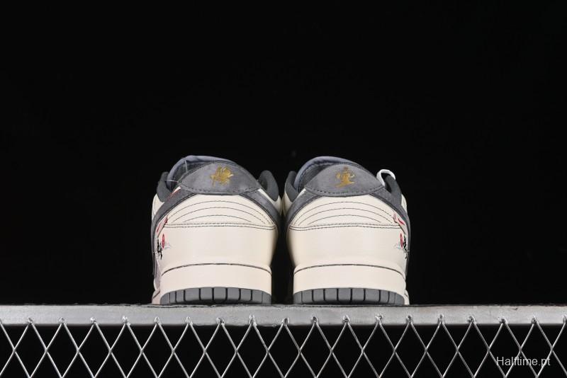 Nike SB Dunk Low Black Wukong Series - Light Gray Swoosh Anniversary Custom Low-Top Casual Skate Shoes - SJ1098-013