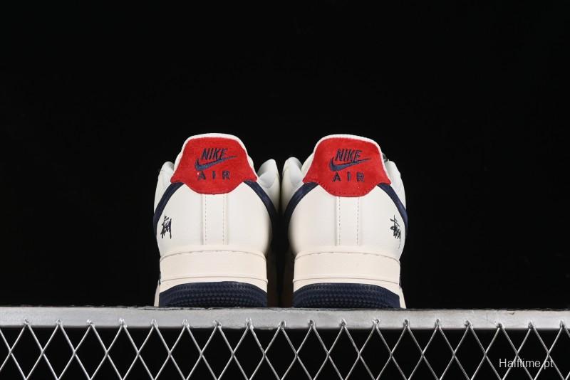 Nike Air Force 1 '07 Low Stussy Collaboration - Blue Red Print Low-Top Casual Sneakers - XZ3318-566