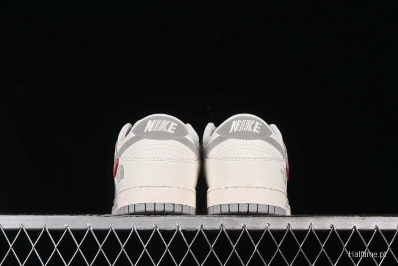 Nike SB Dunk Low Supreme The North Face Collaboration - Light Gray Reflective Swoosh Anniversary Custom Edition Low-Top Casual Skate Shoes - XX2025-628