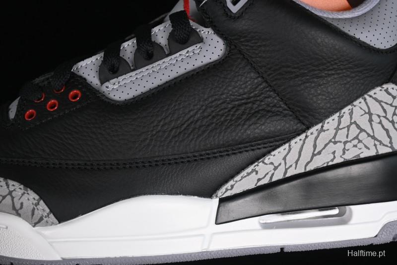 Nike Air Jordan 3 Retro Black Cement Sneakers with Visible Air Cushion - DN3707-010