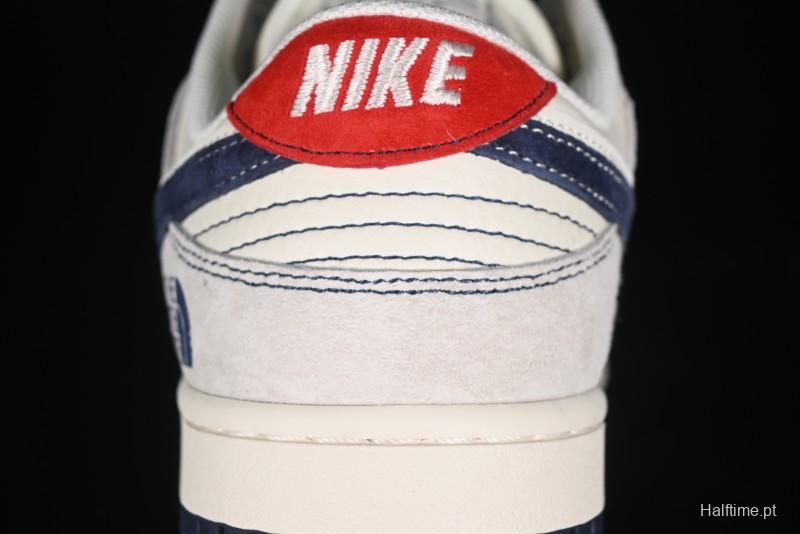 Nike SB Dunk Low The North Face Collaboration - Grey Pigskin Navy Swoosh Anniversary Custom Low-Top Casual Skate Shoes - SJ1089-012