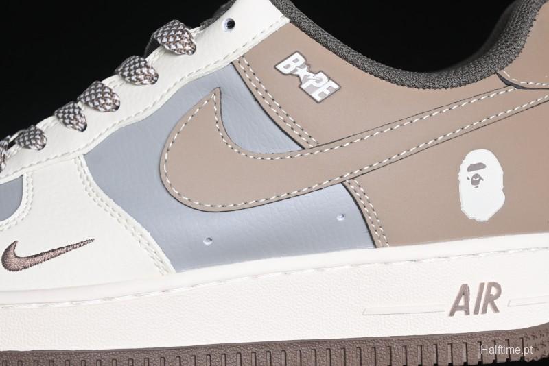 Nike Air Force 1 '07 Low Bape Collaboration - Beige Grey Brown Low Top Casual Sneakers BB6566-210
