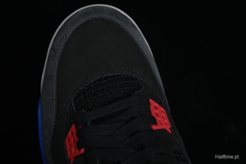 Nike Air Jordan 4 Retro Basketball Shoes with Black-Grey-Blue Color Blocking - FV5029-003