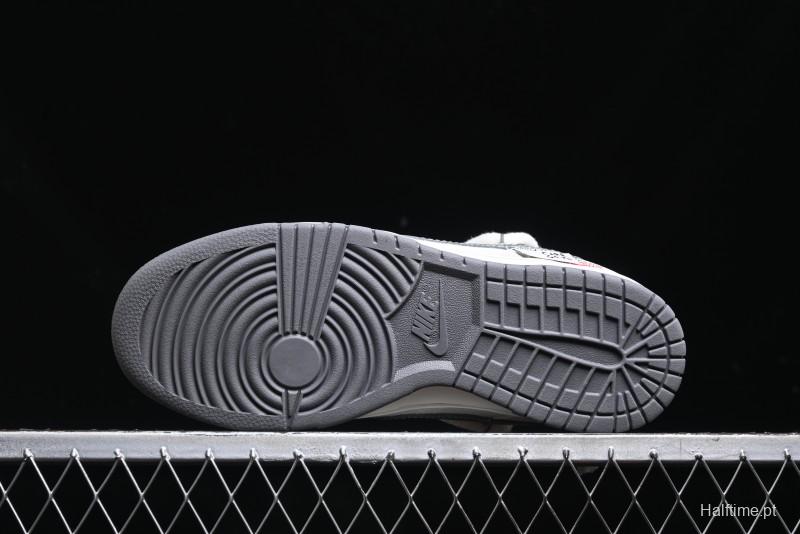Nike SB Dunk Low Supreme x Stone Island Triple Collaboration - Strap Patch Gray Hook Anniversary High-End Custom Low-Top Casual Skate Shoes - YX5066-203