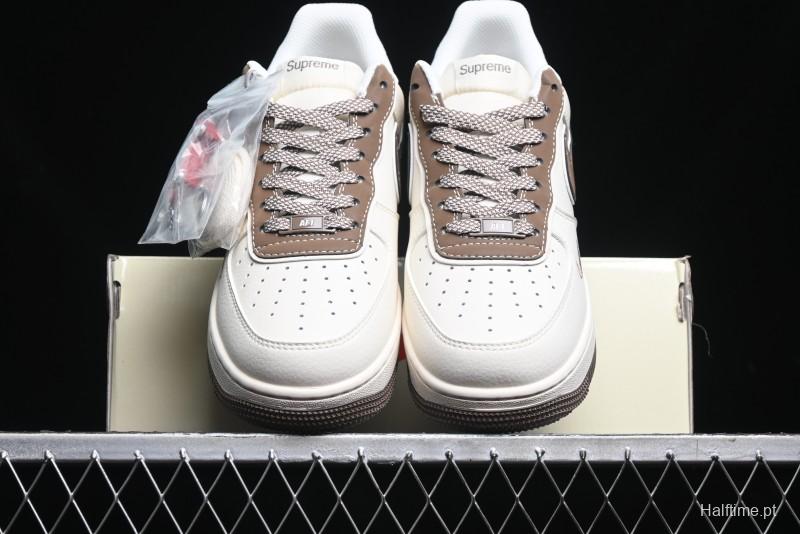 Nike Air Force 1 '07 Low Stone Island x Supreme Collaboration - Beige Brown Swoosh Casual Sneakers - BB1616-306
