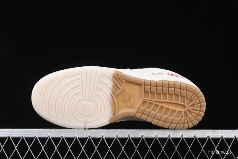 Nike SB Dunk Low Supreme Collaboration Two-Tone Khaki Anniversary High-End Custom Low-Top Casual Skate Shoes - BB8675-111