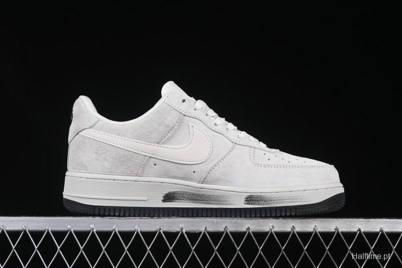Nike Air Force 1 '07 Low Grey Pig Suede Graffiti Casual Sneakers - DF0188-035