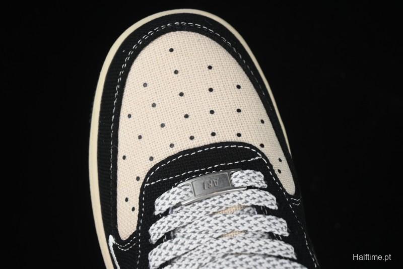 Nike Air Force 1 '07 Low Stussy Collaboration Beige Black Low-Top Casual Sneakers - XZ6188-762