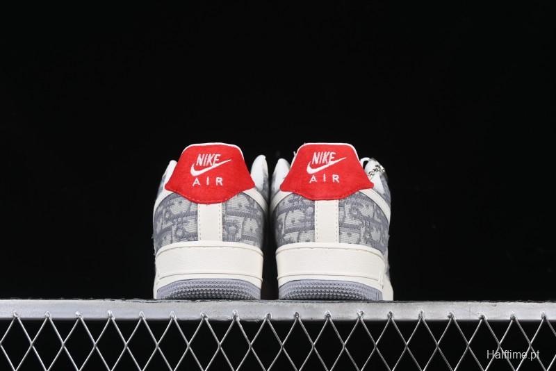 Nike Air Force 1 '07 Low Dior Collaboration - Grey Pattern Low-Top Casual Sneakers - DF0188-021