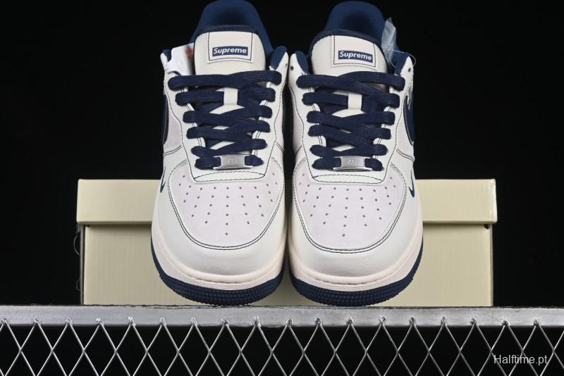 Nike Air Force 1 '07 Low Supreme Collaboration Navy Blue Line Low-Top Casual Sneakers - XZ6188-019