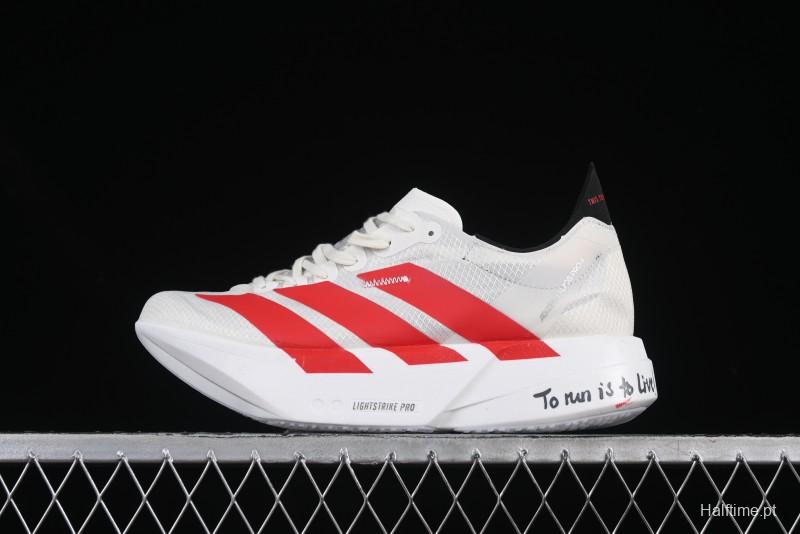 Adidas Lightstrike Pro Running Shoes - White/Red with Inspirational Design