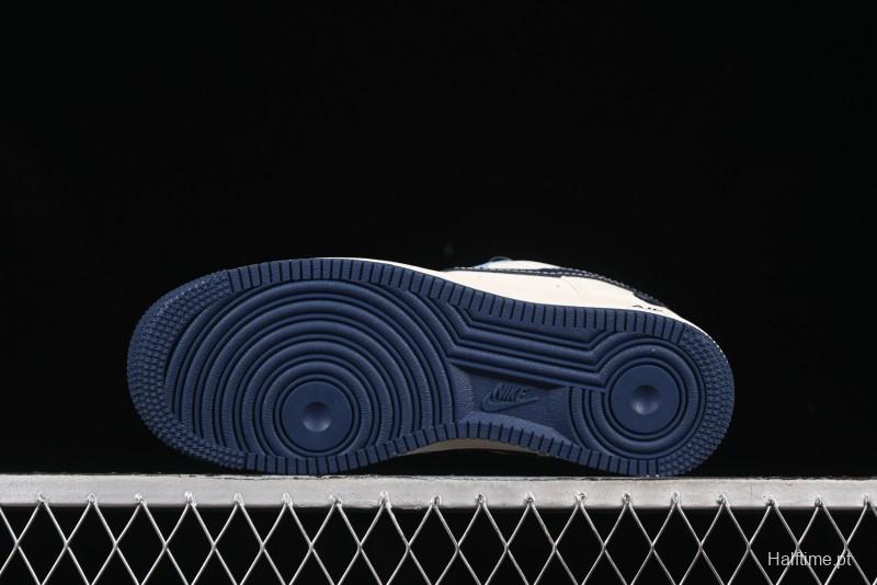 Nike Air Force 1 '07 Low Bape Collaboration Light Blue Swoosh Casual Sneakers - XS1958-554