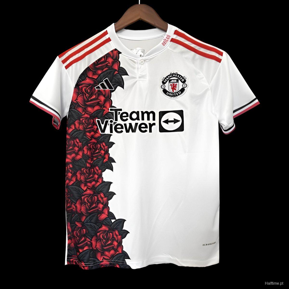 25/26 Manchester United White Rose Pattern Special Jersey